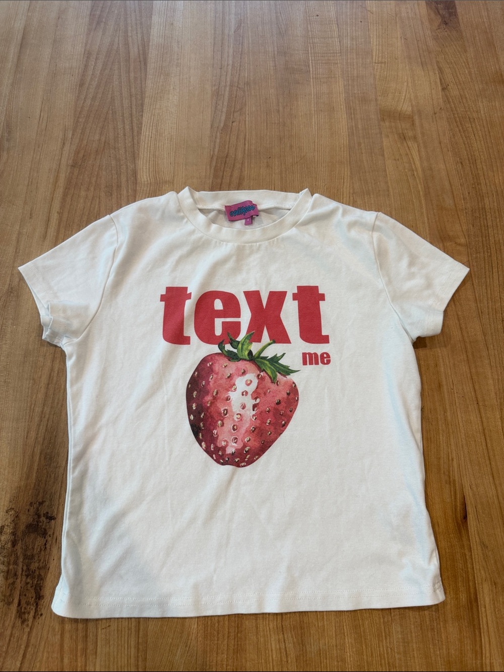 Edikted White 'Text Me' Strawberry Graphic Tee
